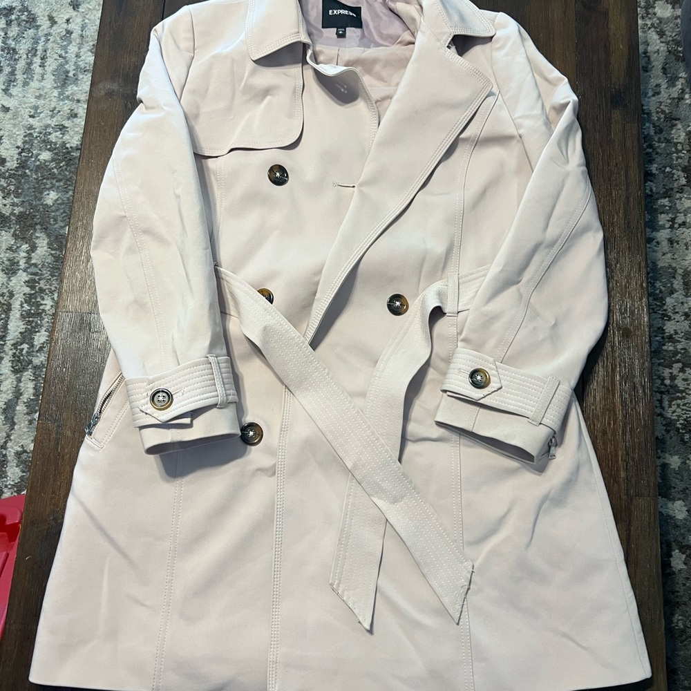 Express Cream Double-Breasted Trench Coat